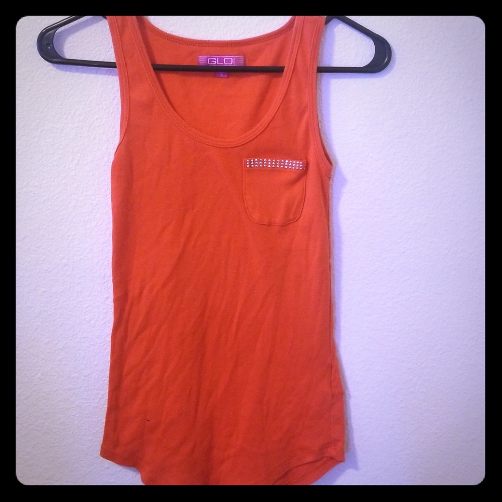 Orange Pocket Tank Top